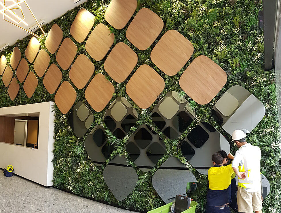 Evergreen Premium Artificial Green Wall Feature in Meriton Sydney Apartment Lobby