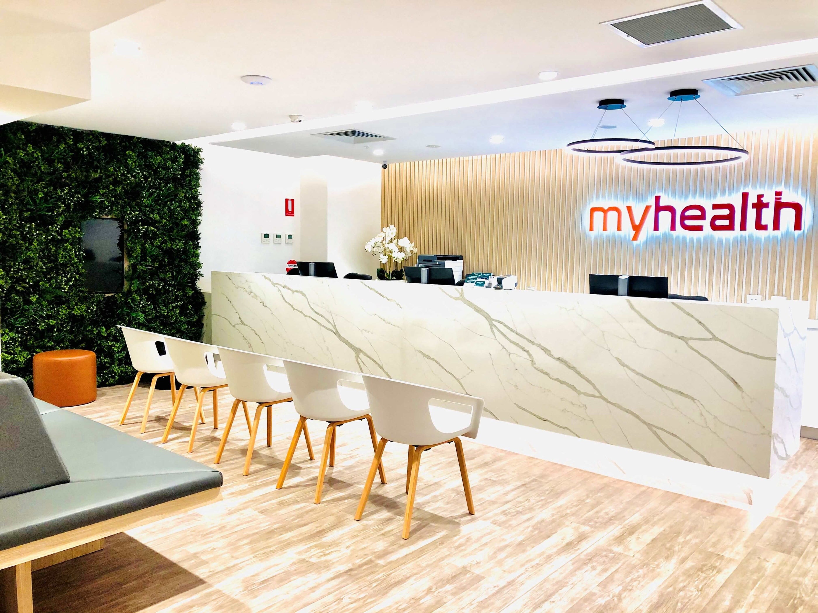 My Health Medical Practice Green Wall artificial reception